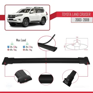 Toyota Land Cruiser 2003-2009 Arası ile uyumlu FLY Model Ara Atkı Tavan Barı SİYAH thumb 4