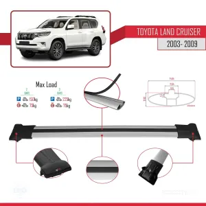 Toyota Land Cruiser 2003-2009 Arası ile uyumlu FLY Model Ara Atkı Tavan Barı GRİ thumb 4