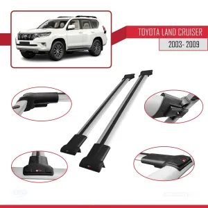 Toyota Land Cruiser 2003-2009 Arası ile uyumlu FLY Model Ara Atkı Tavan Barı GRİ thumb 5