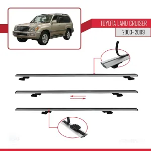 Toyota Land Cruiser 2003-2009 Arası ile uyumlu Basic Model Ara Atkı Tavan Barı GRİ 3 ADET thumb 5