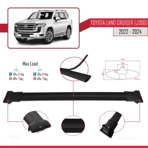 Toyota Land Cruiser (J300) 2022 ve Sonrası ile Uyumlu FLY Model Ara Atkı Tavan Barı SİYAH 3 ADET BAR thumb 4
