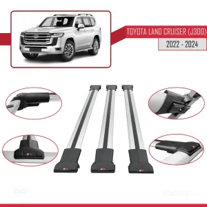 Toyota Land Cruiser (J300) 2022 ve Sonrası ile Uyumlu FLY Model Ara Atkı Tavan Barı GRİ 3 ADET BAR thumb 5