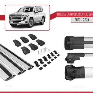 Toyota Land Cruiser (J300) 2022 ve Sonrası ile uyumlu ACE-1 Ara Atkı Tavan Barı GRİ 3 ADET BAR thumb 5