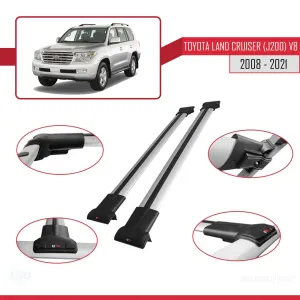 Toyota Land Cruiser (J200) V8 2008-2021 Arası ile Uyumlu FLY Model Ara Atkı Tavan Barı GRİ thumb 5