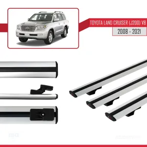 Toyota Land Cruiser (J200) V8 2008-2021 Arası ile uyumlu Basic Model Ara Atkı Tavan Barı GRİ 3 ADET thumb 3