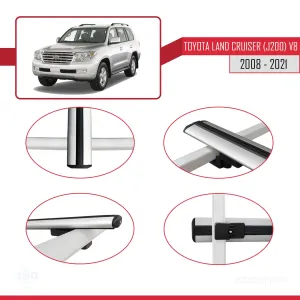 Toyota Land Cruiser (J200) V8 2008-2021 Arası ile uyumlu Basic Model Ara Atkı Tavan Barı GRİ 3 ADET thumb 4