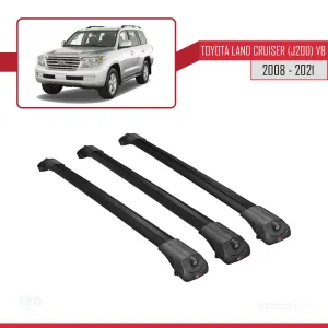 Toyota Land Cruiser (J200) V8 2008-2021 Arası ile uyumlu ACE-1 Ara Atkı Tavan Barı SİYAH 3 ADET BAR thumb 3