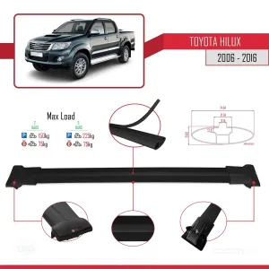 Toyota Hilux 2006-2016 Arası ile uyumlu FLY Model Ara Atkı Tavan Barı SİYAH thumb 4