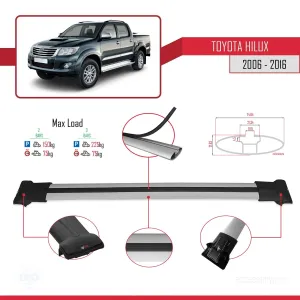 Toyota Hilux 2006-2016 Arası ile uyumlu FLY Model Ara Atkı Tavan Barı GRİ thumb 4