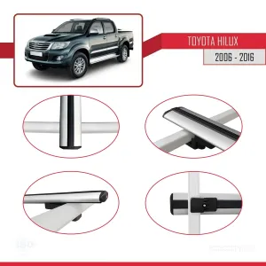 Toyota Hilux 2006-2016 Arası ile uyumlu Basic Model Ara Atkı Tavan Barı GRİ 3 ADET thumb 4