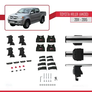 Toyota Hilux (AN30) 2011-2015 Arası ile uyumlu ACE-4 Ara Atkı Tavan Barı GRİ thumb 4