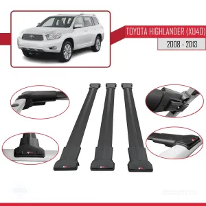 Toyota Highlander (XU40) 2008-2013 Arası ile Uyumlu FLY Model Ara Atkı Tavan Barı SİYAH 3 ADET BAR thumb 5
