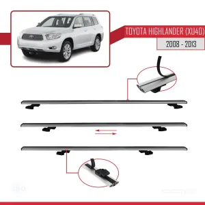 Toyota Highlander (XU40) 2008-2013 Arası ile uyumlu Basic Model Ara Atkı Tavan Barı GRİ 3 ADET thumb 5