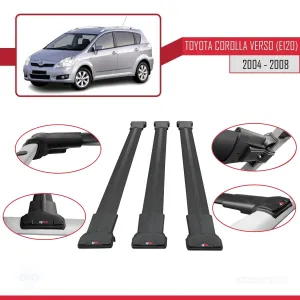Toyota Corolla Verso (E120) 2004-2008 Arası ile Uyumlu FLY Model Ara Atkı Tavan Barı SİYAH 3 ADET BAR thumb 5