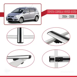 Toyota Corolla Verso (E120) 2004-2008 Arası ile uyumlu Basic Model Ara Atkı Tavan Barı GRİ 3 ADET thumb 4