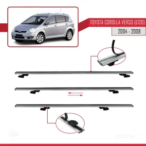 Toyota Corolla Verso (E120) 2004-2008 Arası ile uyumlu Basic Model Ara Atkı Tavan Barı GRİ 3 ADET thumb 5