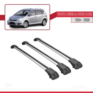 Toyota Corolla Verso (E120) 2004-2008 Arası ile uyumlu ACE-1 Ara Atkı Tavan Barı GRİ 3 ADET BAR thumb 3