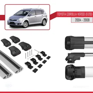 Toyota Corolla Verso (E120) 2004-2008 Arası ile uyumlu ACE-1 Ara Atkı Tavan Barı GRİ thumb 5