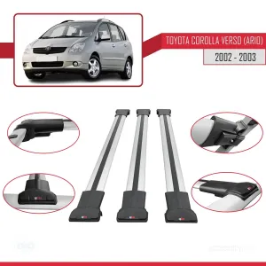 Toyota Corolla Verso (AR10) 2002-2003 Arası ile Uyumlu FLY Model Ara Atkı Tavan Barı GRİ 3 ADET BAR thumb 5