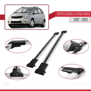 Toyota Corolla Verso (AR10) 2002-2003 Arası ile Uyumlu FLY Model Ara Atkı Tavan Barı GRİ thumb 5