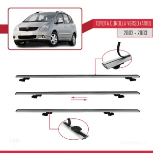 Toyota Corolla Verso (AR10) 2002-2003 Arası ile uyumlu Basic Model Ara Atkı Tavan Barı GRİ 3 ADET thumb 5