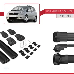 Toyota Corolla Verso (AR10) 2002-2003 Arası ile uyumlu ACE-1 Ara Atkı Tavan Barı SİYAH thumb 5