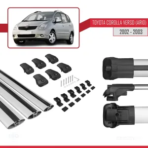Toyota Corolla Verso (AR10) 2002-2003 Arası ile uyumlu ACE-1 Ara Atkı Tavan Barı GRİ 3 ADET BAR thumb 5