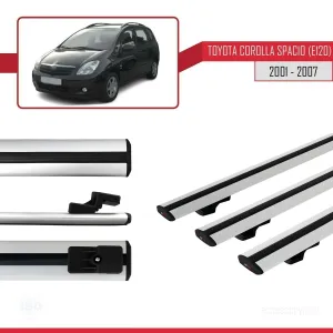 Toyota Corolla Spacio (E120) 2001-2007 Arası ile uyumlu Basic Model Ara Atkı Tavan Barı GRİ 3 ADET thumb 3