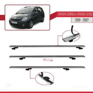 Toyota Corolla Spacio (E120) 2001-2007 Arası ile uyumlu Basic Model Ara Atkı Tavan Barı GRİ 3 ADET thumb 5