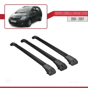 Toyota Corolla Spacio (E120) 2001-2007 Arası ile uyumlu ACE-1 Ara Atkı Tavan Barı SİYAH 3 ADET BAR thumb 3