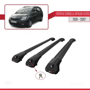 Toyota Corolla Spacio (E120) 2001-2007 Arası ile uyumlu ACE-1 Ara Atkı Tavan Barı SİYAH 3 ADET BAR thumb 4