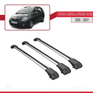Toyota Corolla Spacio (E120) 2001-2007 Arası ile uyumlu ACE-1 Ara Atkı Tavan Barı GRİ 3 ADET BAR thumb 3