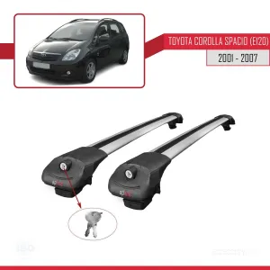 Toyota Corolla Spacio (E120) 2001-2007 Arası ile uyumlu ACE-1 Ara Atkı Tavan Barı GRİ thumb 4