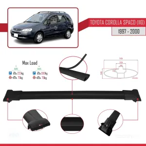 Toyota Corolla Spacio (E110) 1997-2000 Arası ile Uyumlu FLY Model Ara Atkı Tavan Barı SİYAH 3 ADET BAR thumb 4