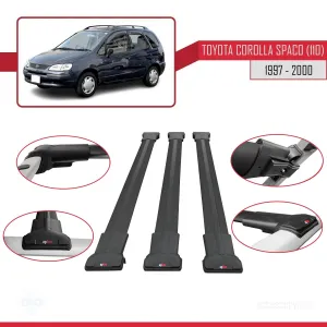 Toyota Corolla Spacio (E110) 1997-2000 Arası ile Uyumlu FLY Model Ara Atkı Tavan Barı SİYAH 3 ADET BAR thumb 5