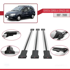 Toyota Corolla Spacio (E110) 1997-2000 Arası ile Uyumlu FLY Model Ara Atkı Tavan Barı GRİ 3 ADET BAR thumb 5
