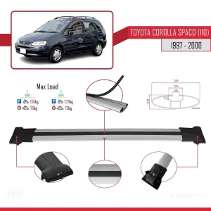 Toyota Corolla Spacio (E110) 1997-2000 Arası ile Uyumlu FLY Model Ara Atkı Tavan Barı GRİ thumb 4