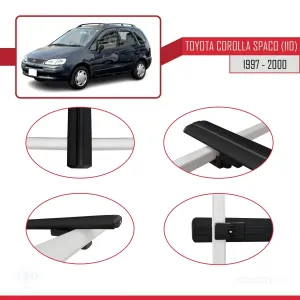 Toyota Corolla Spacio (E110) 1997-2000 Arası ile uyumlu Basic Model Ara Atkı Tavan Barı SİYAH 3 ADET thumb 4