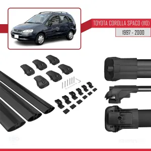 Toyota Corolla Spacio (E110) 1997-2000 Arası ile uyumlu ACE-1 Ara Atkı Tavan Barı SİYAH 3 ADET BAR thumb 5