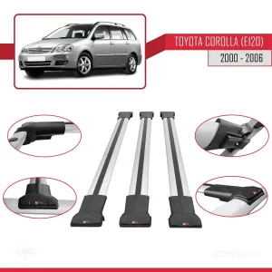Toyota Corolla (E120) 2000-2006 Arası ile Uyumlu FLY Model Ara Atkı Tavan Barı GRİ 3 ADET BAR thumb 5