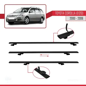 Toyota Corolla (E120) 2000-2006 Arası ile uyumlu Basic Model Ara Atkı Tavan Barı SİYAH 3 ADET thumb 5
