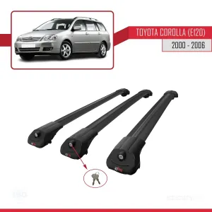 Toyota Corolla (E120) 2000-2006 Arası ile uyumlu ACE-1 Ara Atkı Tavan Barı SİYAH 3 ADET BAR thumb 4