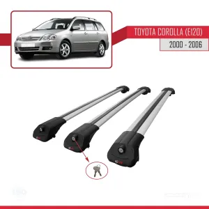 Toyota Corolla (E120) 2000-2006 Arası ile uyumlu ACE-1 Ara Atkı Tavan Barı GRİ 3 ADET BAR thumb 4