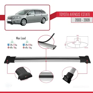 Toyota Avensis SW 2003-2009 Arası ile Uyumlu FLY Model Ara Atkı Tavan Barı GRİ 3 ADET BAR thumb 4