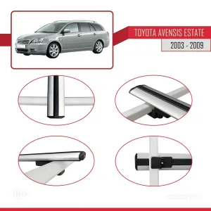 Toyota Avensis SW 2003-2009 Arası ile uyumlu Basic Model Ara Atkı Tavan Barı GRİ 3 ADET thumb 4