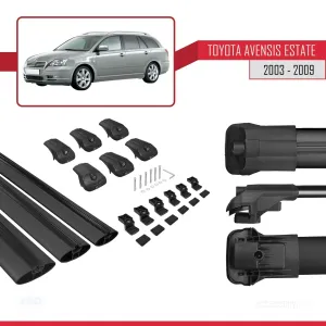 Toyota Avensis SW 2003-2009 Arası ile uyumlu ACE-1 Ara Atkı Tavan Barı SİYAH 3 ADET BAR thumb 5