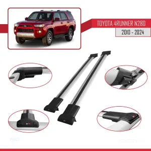 Toyota 4Runner (N280) 2010 ve Sonrası ile Uyumlu FLY Model Ara Atkı Tavan Barı GRİ thumb 4