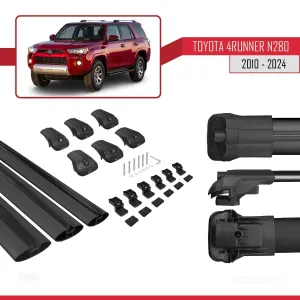 Toyota 4Runner (N280) 2010 ve Sonrası ile uyumlu ACE-1 Ara Atkı Tavan Barı SİYAH 3 ADET BAR thumb 5