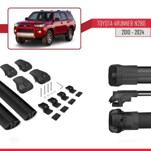 Toyota 4Runner (N280) 2010 ve Sonrası ile uyumlu ACE-1 Ara Atkı Tavan Barı SİYAH thumb 5