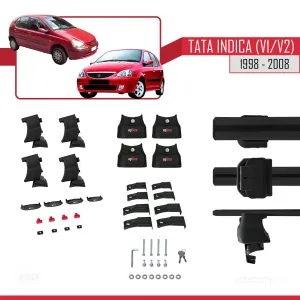 Tata Indica (V1/V2) 1998-2008 Arası ile uyumlu ACE-4 Ara Atkı Tavan Barı SİYAH thumb 5